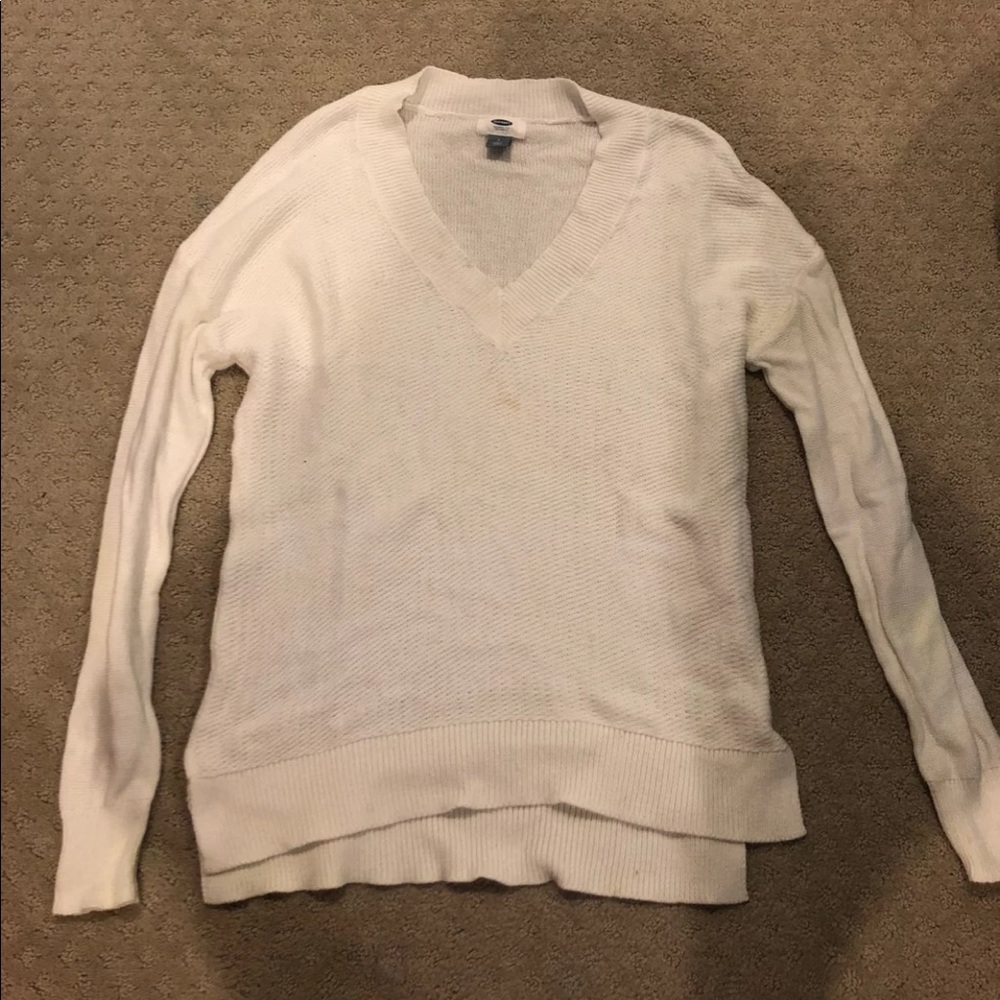 white v-neck sweater